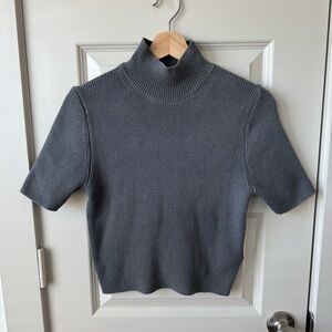 Zara Women’s Grey Knitted High Neck Cropped Top Size Large new